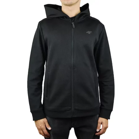 4F Men Hoodie X4Z18-BLM201BLK, Męskie, Czarne, bluzy, bawełna, rozmiar: S