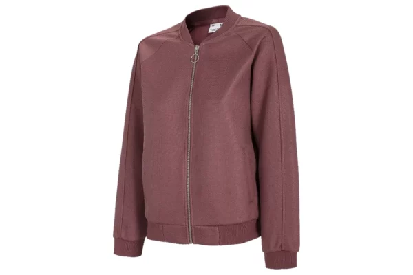 4F Women's Sweatshirt Zip H4L21-BLD021-60S, Damskie, Bordowe, bluzy, poliester, rozmiar: S