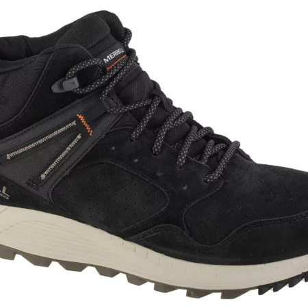 Merrell Wildwood Sneaker Mid WP J067285, Męskie, Czarne, buty zimowe, skóra zamszowa, rozmiar: 43