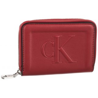 Portfel Sculpted Med Zip Around Pipping K60K610353 XL6 Dark Candy Apple (CK178-b) Calvin Klein