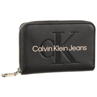 Portfel Sculpted Med Zip Around Mono Black Wiht Rose K60K607229 0IF (CK121-c) Calvin Klein