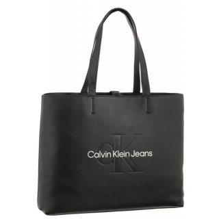 Torebka Sculpted Slim Tote34 Mono Black/Metallic Logo K60K610825 0GL (CK426-a) Calvin Klein