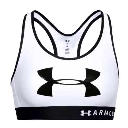 Under Armour Mid Keyhole Graphic Bra 1344333-100, Damskie, Białe, biustonosze sportowe, poliester, rozmiar: XS