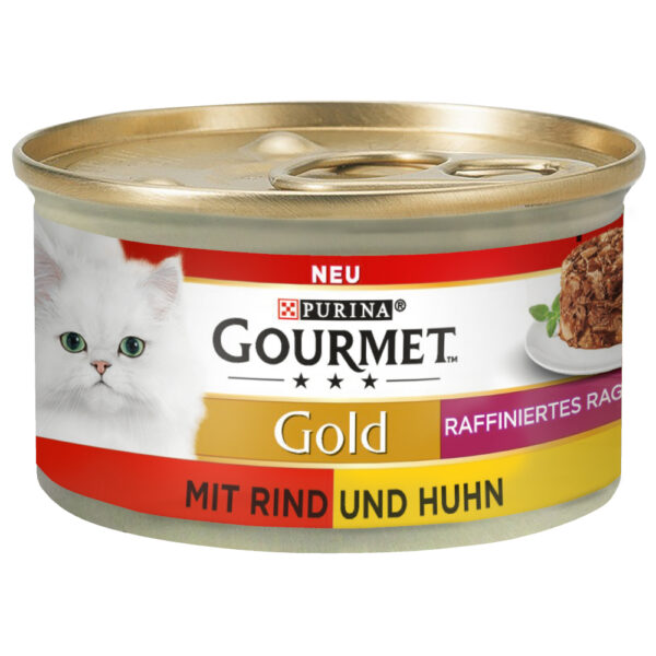 Gourmet Gold Ragout, 48 x 85 g - Wołowina i kurczak