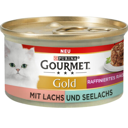 Gourmet Gold Ragout, 12 x 85 g - Łosoś i czarniak