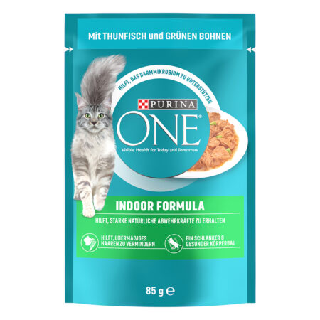 PURINA ONE Indoor Formula, z tuńczykiem i zieloną fasolą - 52 x 85 g