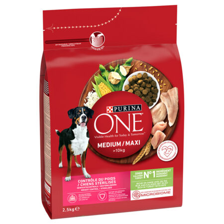 PURINA ONE Medium/Maxi Weight Control Sterilised, Indyk - 2 x 2,5 kg