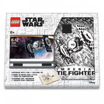 Notatnik LEGO Star Wars TIE Fighter z zestawem klocków, płytką i długopisem