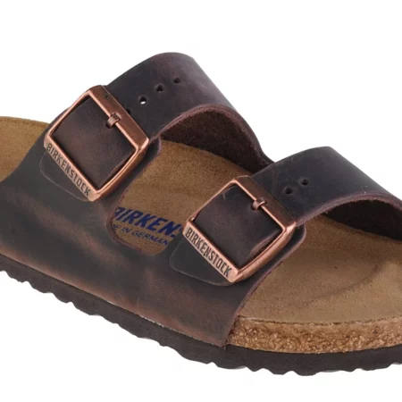 Birkenstock Arizona FL WB Habana 452761, Damskie, Brązowe, klapki, Skóra olejowana, rozmiar: 36