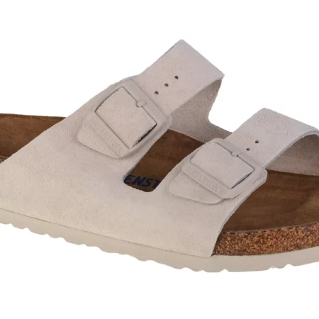 Birkenstock Arizona SFB VL 1024554, Unisex, Białe, klapki, skóra zamszowa, rozmiar: 46