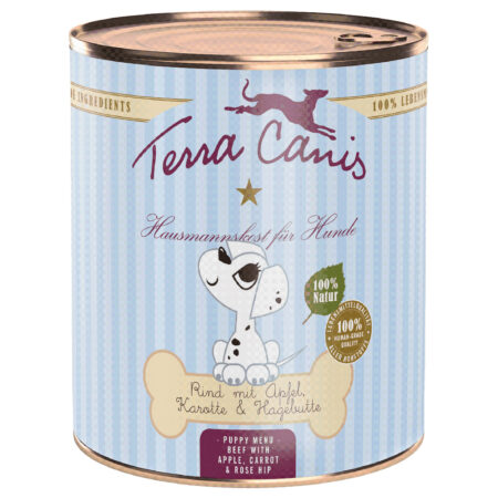 Terra Canis, karma dla szczeniąt, 6 x 800 g - Wołowina z jabłkiem, marchwią i dziką różą