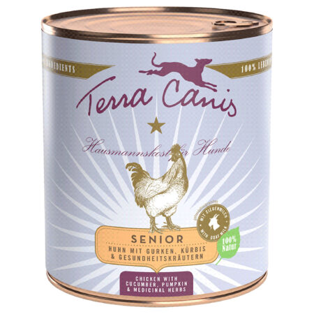 Terra Canis Senior, bez zbóż, 6 x 800 g - Kurczak z ogórkami, dynią i ziołami lekarskimi