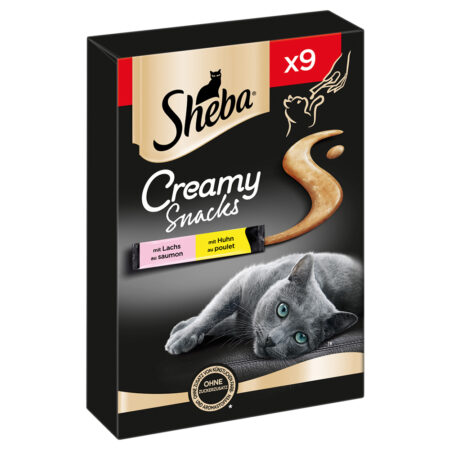 Sheba Creamy Snacks pasta dla kota - Kurczak i łosoś, 9 x 12 g