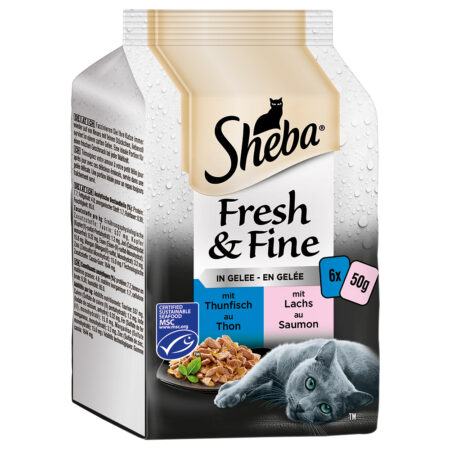 Korzystny pakiet Sheba Fresh & Fine, 12 x 50 g - Tuńczyk i łosoś w galarecie