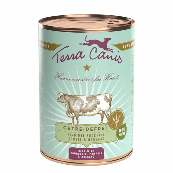 Terra Canis bez zbóż, 6 x 400 g - Wołowina z cukinią, dynią i oregano