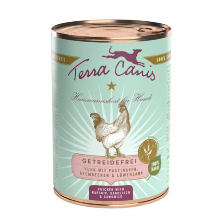 Terra Canis bez zbóż, 6 x 400 g - Kurczak z pasternakiem, mniszkiem i jeżynami