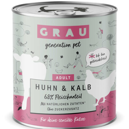 GRAU Adult, bez zbóż, 12 x 800 g - Kurczak i cielęcina