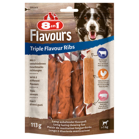 pałeczki do żucia 8w1 Triple Flavour Ribs - 3 x 6 sztuk