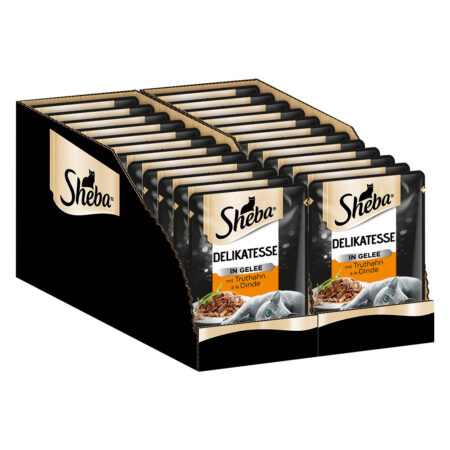 Pakiet mieszany Sheba Selection, 24 x 85 g - Delikatesse, indyk w galarecie