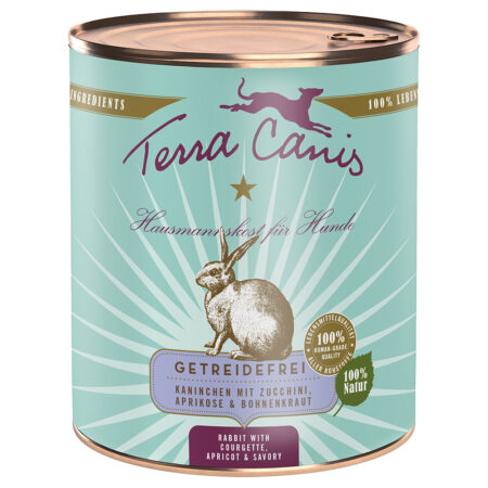 Terra Canis bez zbóż, 6 x 800 g - Królik z cukinią, morelami i cząbrem